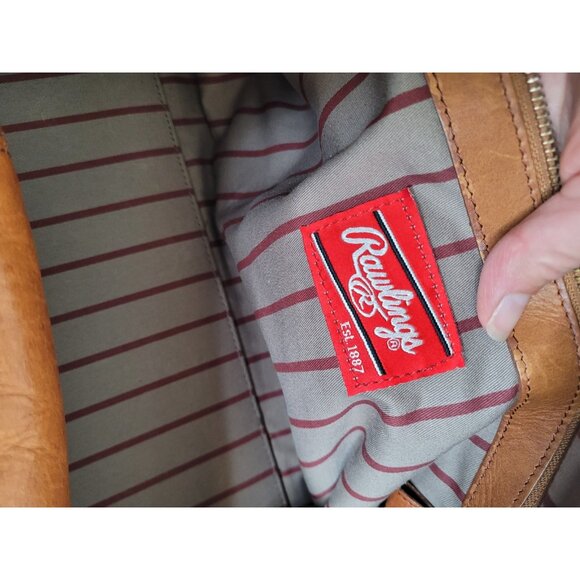 Rawlings Frankies 20” Rugged Brown Leather Duffle Bag Luggage Travel Weekender - Picture 10 of 16